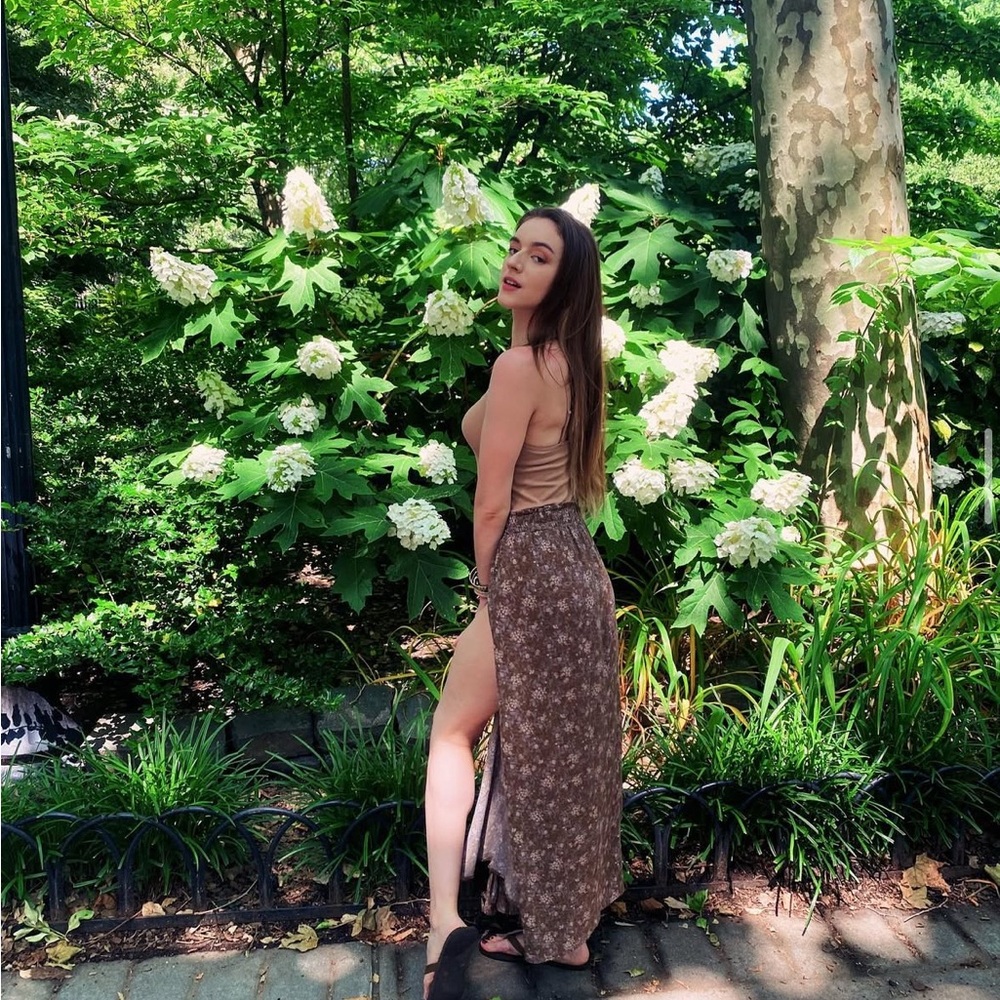 Floral Brown Maxi Skirt